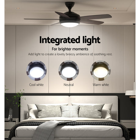 Ceiling fan LED light shown in three colour settings