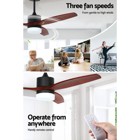 Devanti 52-Inch AC Motor Ceiling Fan with LED Light and Remote — Dark Wood — Allure Home Collections