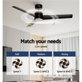 Devanti 52-Inch DC Motor Ceiling Fan with LED Light and Remote — Black — Allure Home Collections