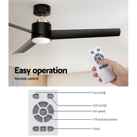 Devanti 52-Inch DC Motor Ceiling Fan with LED Light and Remote — Black — Allure Home Collections
