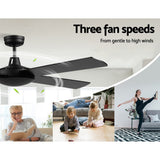 Devanti 52-Inch Ceiling Fan with Remote — Black (Fan Only, No Light) — Allure Home Collections