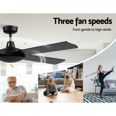 Devanti 52-Inch Ceiling Fan with Remote — Black (Fan Only, No Light) — Allure Home Collections