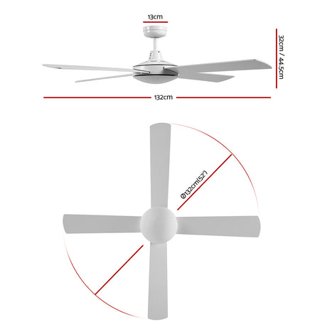 Devanti 52-Inch Ceiling Fan with Remote — White (Fan Only, No Light) — Allure Home Collections