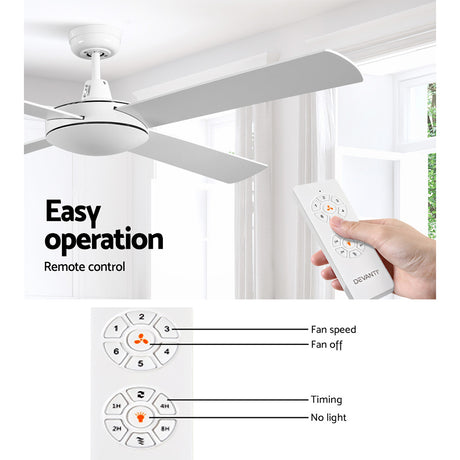 Devanti 52-Inch Ceiling Fan with Remote — White (Fan Only, No Light) — Allure Home Collections