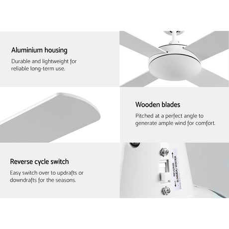 Devanti 52-Inch Ceiling Fan with Remote — White (Fan Only, No Light) — Allure Home Collections