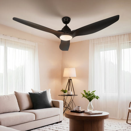 Devanti 64-Inch Ceiling Fan with DC Motor, LED Light and Remote — Black — Allure Home Collections