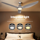 Devanti 64-Inch Ceiling Fan with DC Motor, LED Light and Remote — Silver — Allure Home Collections