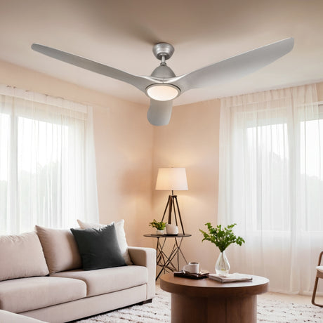 Devanti 64-Inch Ceiling Fan with DC Motor, LED Light and Remote — Silver — Allure Home Collections
