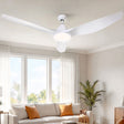 White 163 cm ceiling fan with three blades and built in LED light