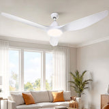 White 163 cm ceiling fan with three blades and built in LED light