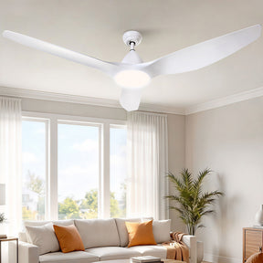 White 163 cm ceiling fan with three blades and built in LED light