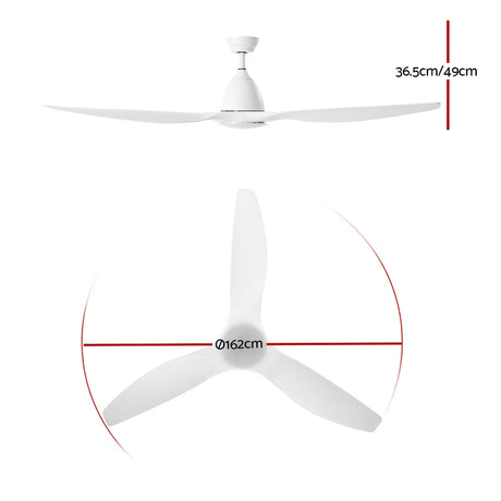 Devanti 64-Inch DC Motor Ceiling Fan with LED Light and Remote — White — Allure Home Collections