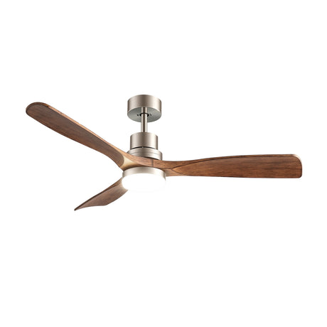 Underside of the brown 52 inch ceiling fan showing LED light panel