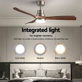 Ceiling fan LED light shown in three colour temperature settings