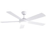 White five blade ceiling fan installed in a living room