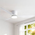 White 132 cm three blade ceiling fan with DC motor and LED light