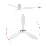 Underside of the white 52 inch ceiling fan showing LED light panel