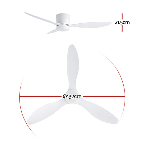 Underside of the white 52 inch ceiling fan showing LED light panel