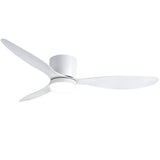 White ceiling fan installed in a bedroom ceiling