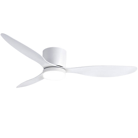White ceiling fan installed in a bedroom ceiling