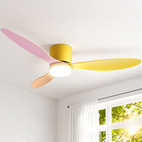 132 cm ceiling fan with yellow, pink and orange blades and LED light