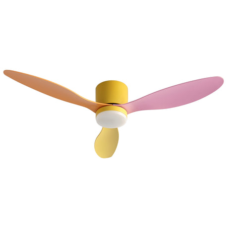 Colourful ceiling fan blades in orange, pink and yellow