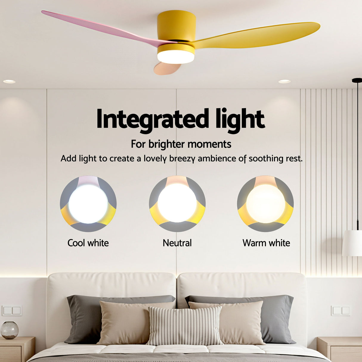 Remote control supplied with the multicoloured DC motor ceiling fan