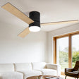 132 cm ceiling fan with double sided light wood and black blades