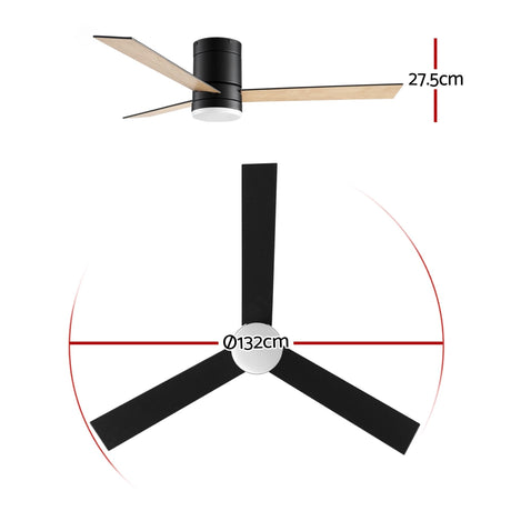 Light wood face of the double sided ceiling fan blades