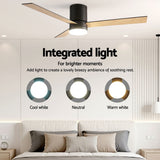 Underside of the ceiling fan showing central LED light panel