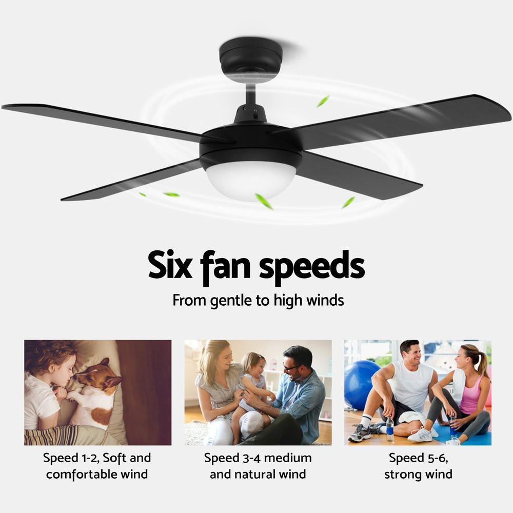 Plywood blade pitch detail on the 52 inch black ceiling fan