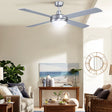 Devanti 52-Inch AC Motor Ceiling Fan with LED Light and Remote — Silver — Allure Home Collections