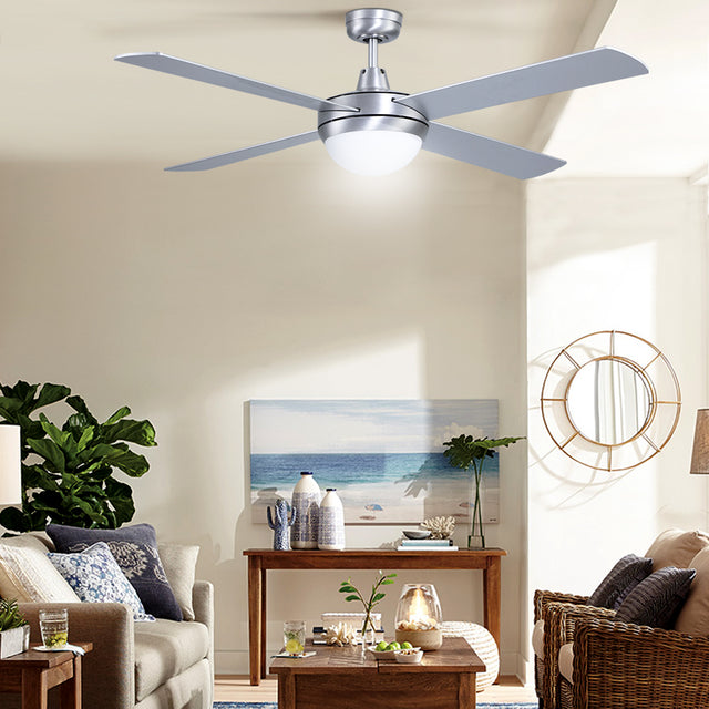Devanti 52-Inch AC Motor Ceiling Fan with LED Light and Remote — Silver — Allure Home Collections