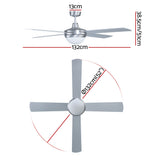 Devanti 52-Inch AC Motor Ceiling Fan with LED Light and Remote — Silver — Allure Home Collections