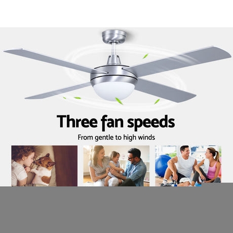 Devanti 52-Inch AC Motor Ceiling Fan with LED Light and Remote — Silver — Allure Home Collections
