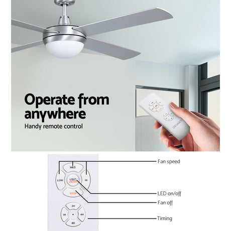 Devanti 52-Inch AC Motor Ceiling Fan with LED Light and Remote — Silver — Allure Home Collections