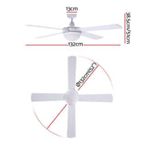 White four blade ceiling fan mounted above a living room