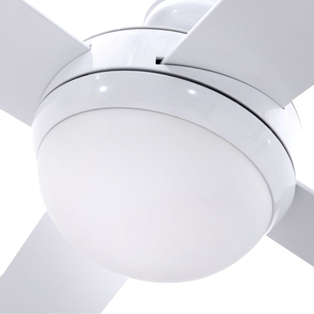 Close up of white aluminium motor housing and plywood blade