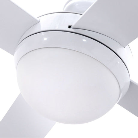 Close up of white aluminium motor housing and plywood blade