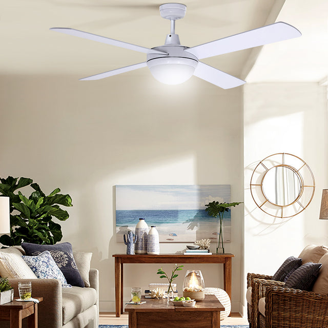 Devanti 52-Inch AC Motor Ceiling Fan with LED Light and Remote — White — Allure Home Collections