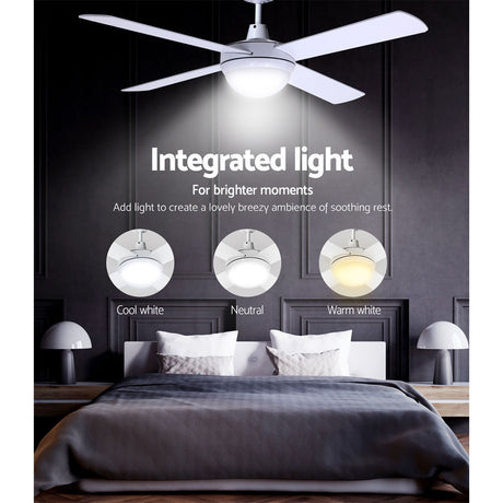 Devanti 52-Inch AC Motor Ceiling Fan with LED Light and Remote — White — Allure Home Collections