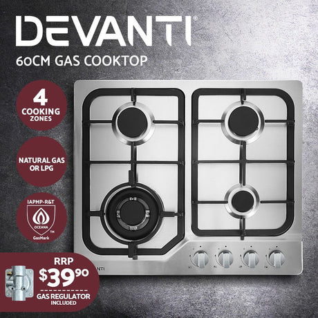 Close up of the 3.6 kW wok burner on the stainless steel cooktop