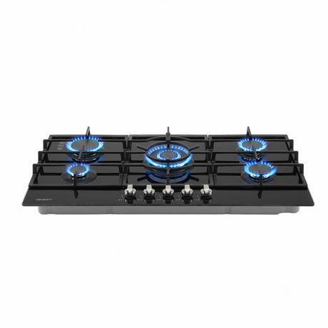 Triple crown wok burner on the black 90 cm gas cooktop