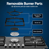 Cast iron pan supports lifted off the black glass cooktop