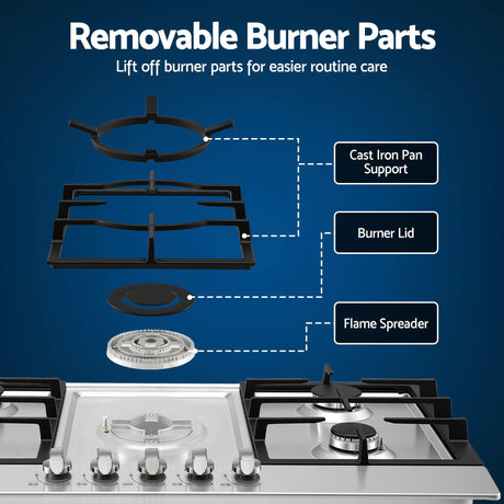 Cast iron pan supports lifted off the gas cooktop