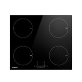 60 cm four zone induction cooktop with black ceramic glass surface and touch controls