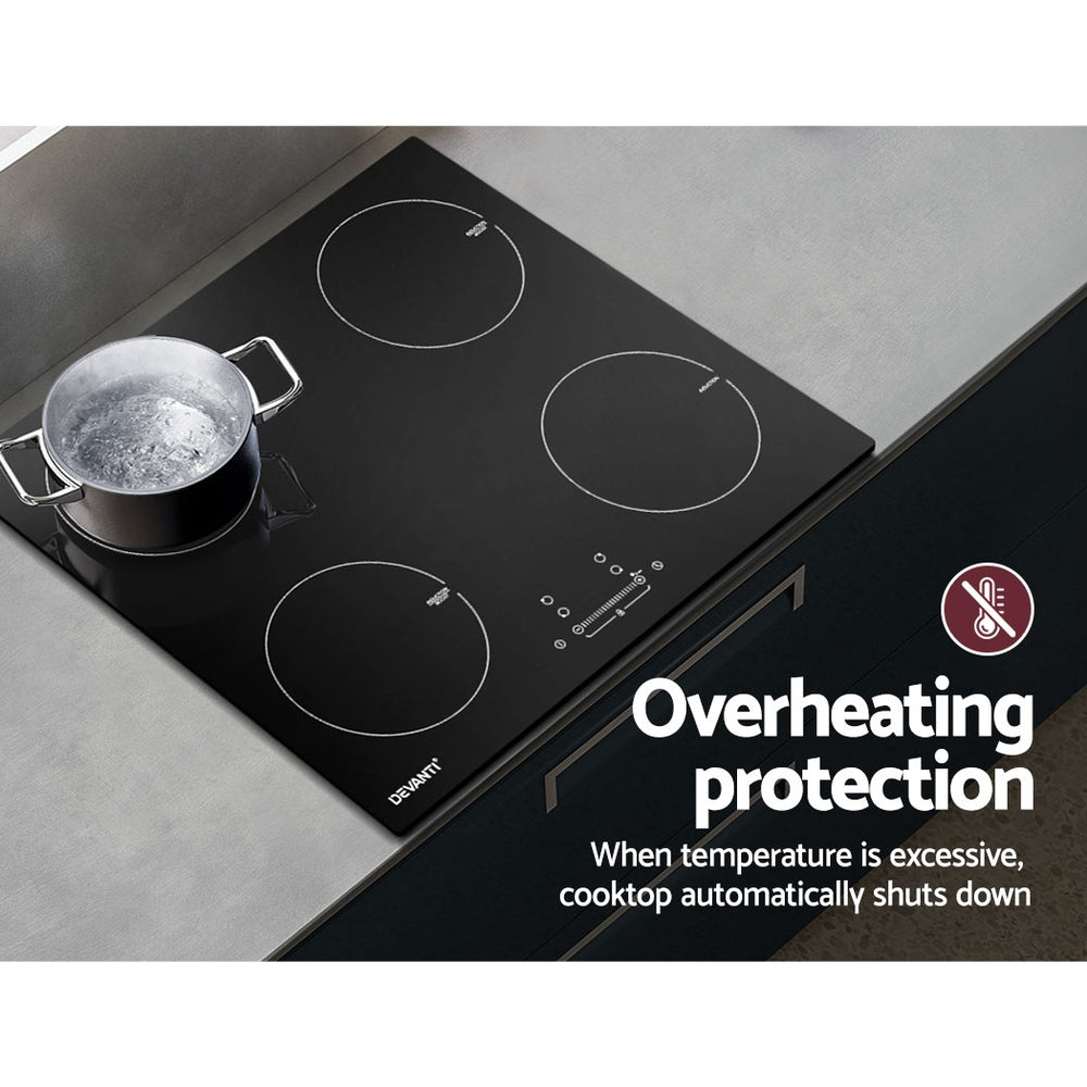 Diagram showing cut out dimensions for the 60 cm built in induction cooktop