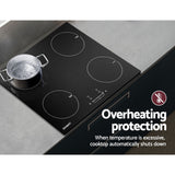 Diagram showing cut out dimensions for the 60 cm built in induction cooktop