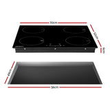 Induction cooktop built into a kitchen benchtop with pans on two zones