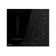 60 cm black ceramic glass induction cooktop with four cooking zones, top view